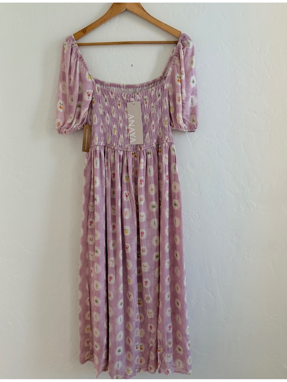 Few Moda Anaya Marcey Puff Sleeves Maxi Dress Pick Sands Size Medium - Picture 2 of 9